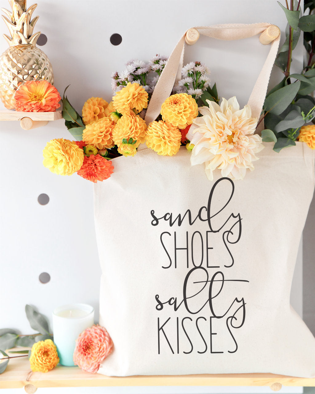 Sandy Shoes and Salty Kisses Cotton Canvas Tote Bag