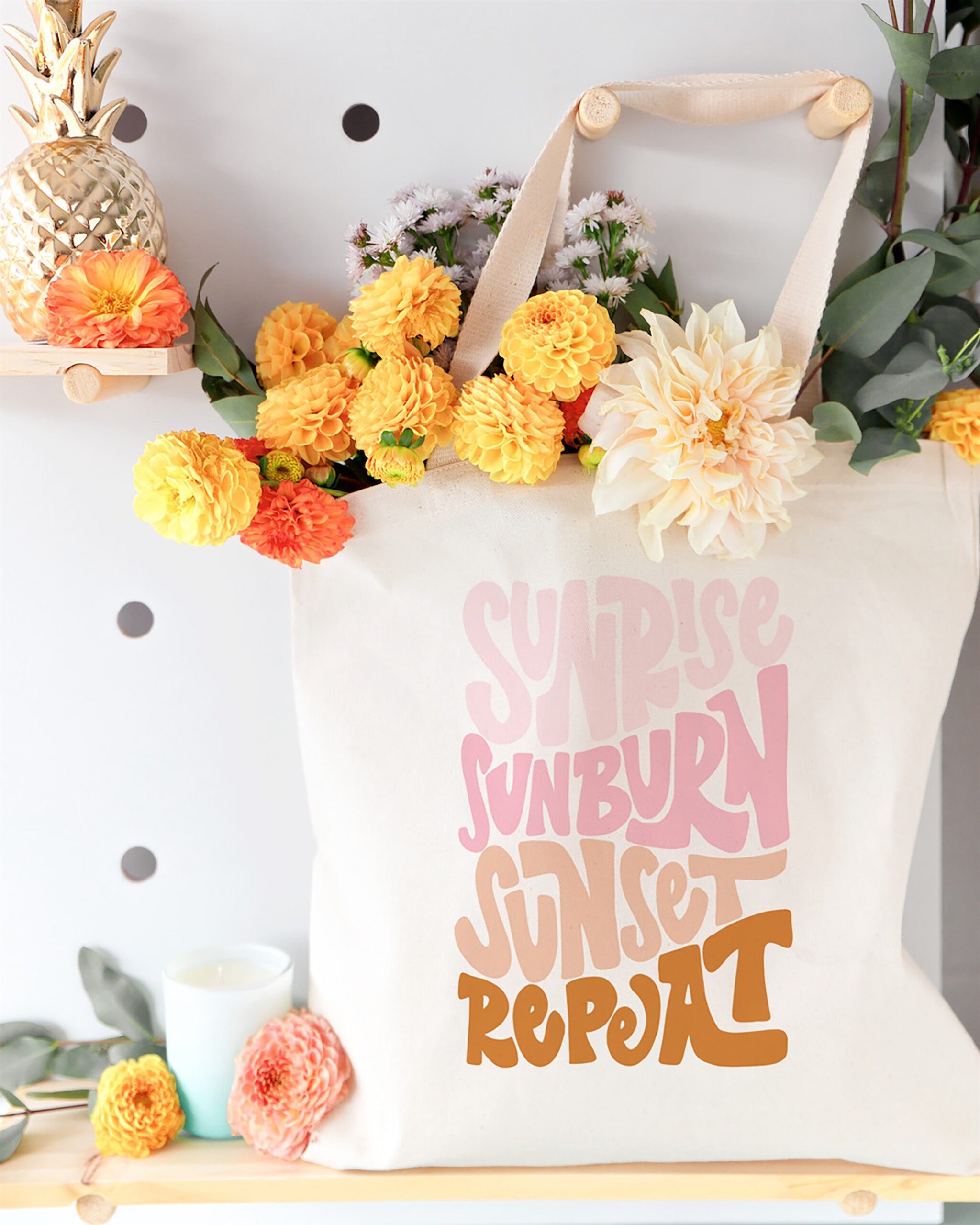 Sunrise Sunburn Sunset Repeat Cotton Canvas Tote Bag