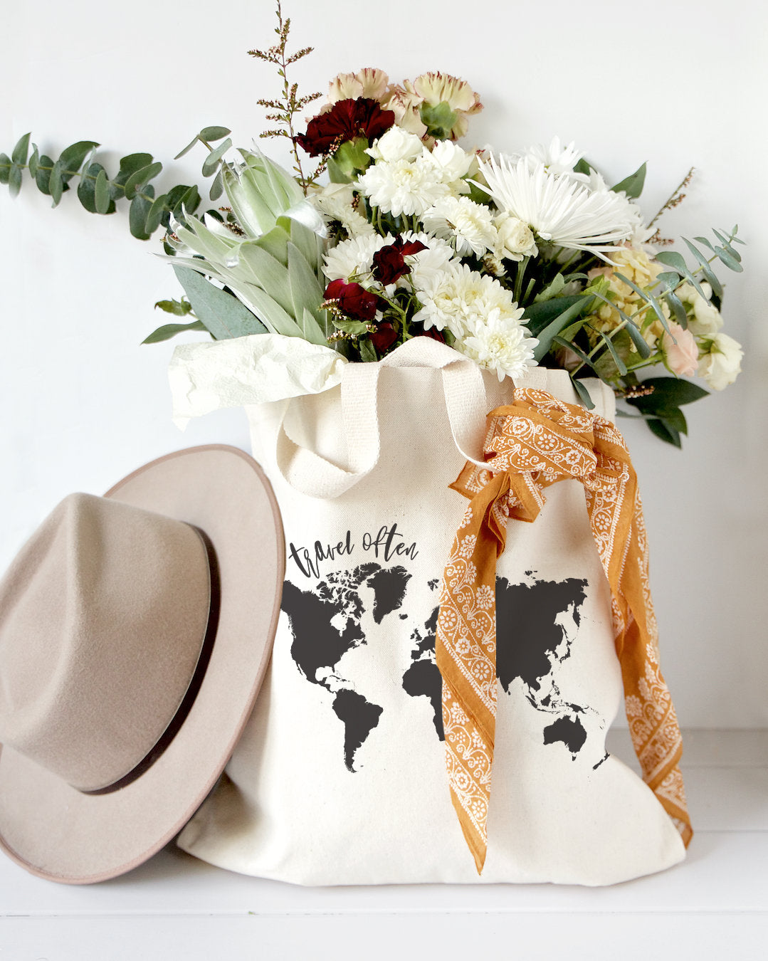 Travel Often Cotton Canvas Tote Bag