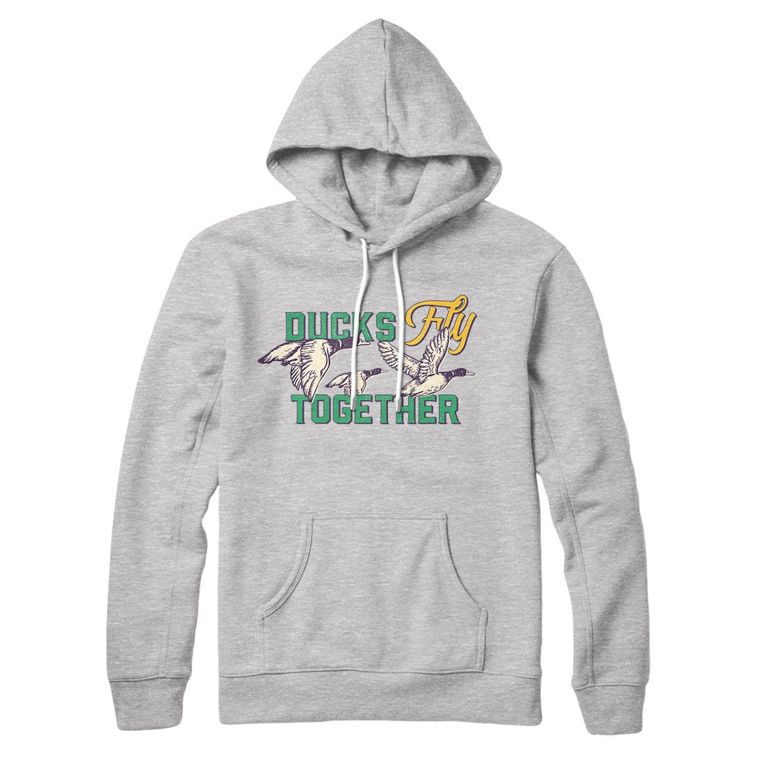 Ducks Fly Together Unisex Pullover Hoodie - Cotton Polyester Loose Fit Kangaroo Pocket