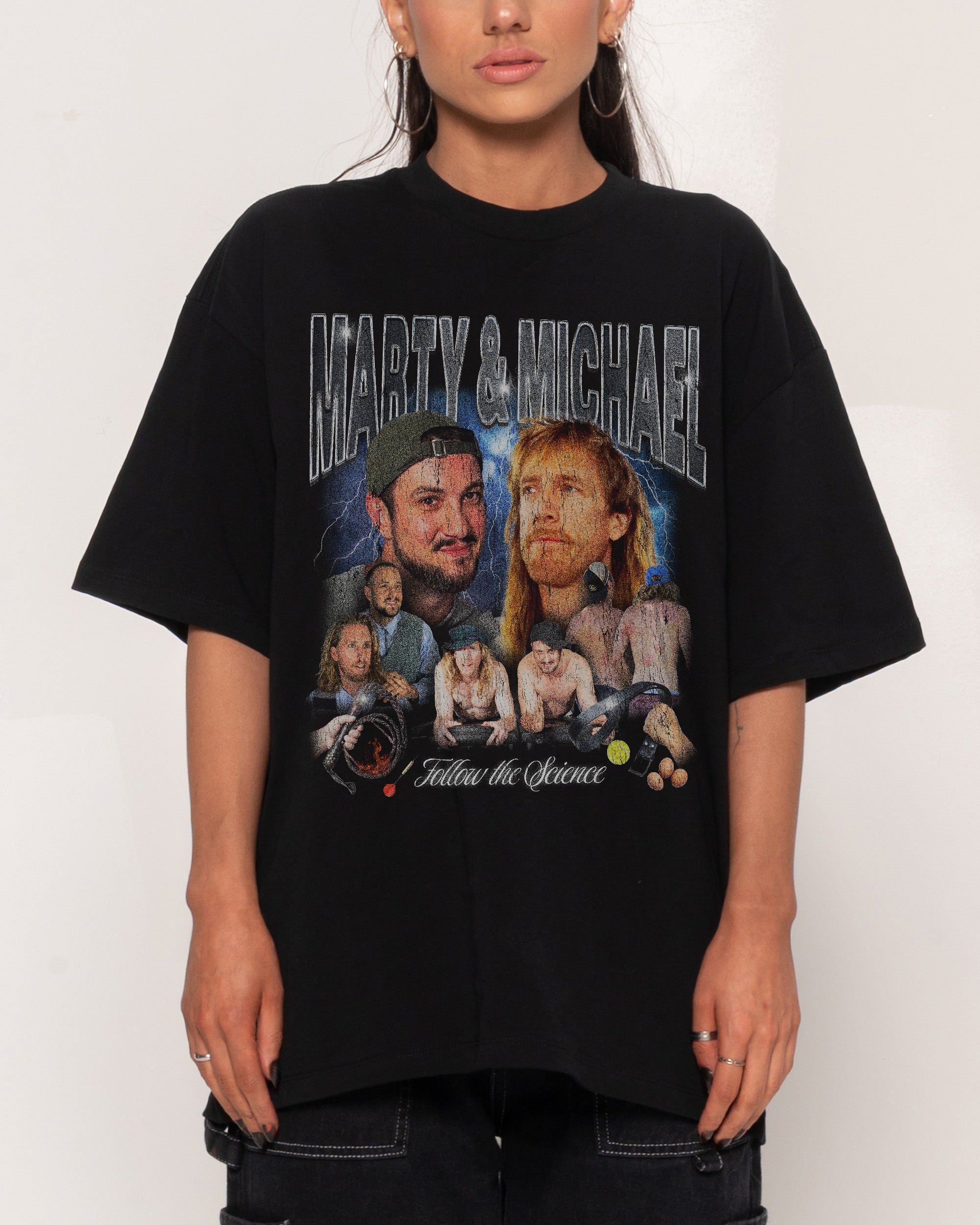 Marty & Michael Bootleg Oversized Graphic Tee - 90s Boxy Fit Heavyweight 100% Combed Cotton